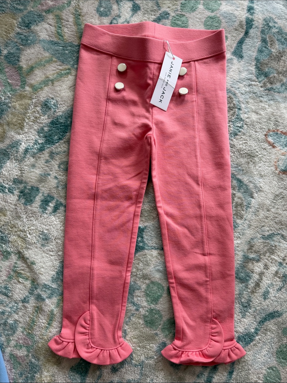 Janie and Jack Coral Pink Ruffle Hem Knit Leggings